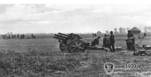 Niemiecka artyleria ostrzeliwujca Polskie oddziay pod townic