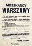 Odezwa Janusza Regulskiego, Komendanta Gwnego Stray Obywatelskiej, do mieszkacw Warszawy z dnia 29.09.1939 