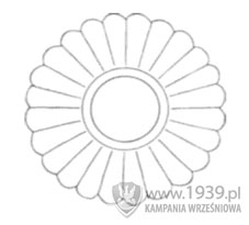 Metalowa rozeta na otok czapki oficerskiej. Metalowa rozeta na otok czapki oficerskiej.
