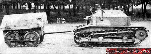 Czołg rozpoznawczy TK-3 z przyczepą dwuosiową