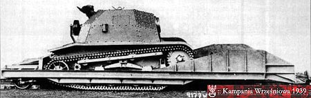 Tankietka TKS na drezynie kolejowej