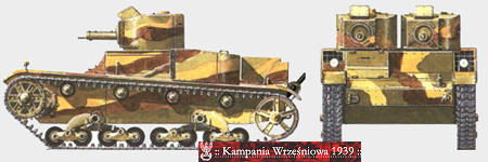 Rysunki polskich czołgów Vickers E w standardowym kamuflażu z 1937 r.